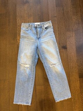 Just Black Denim Brand Light Wash Distressed Straight-Leg Jeans